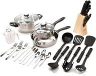 🍳 gibson home back to basics 32-piece stainless steel cookware set – premium stainless steel kitchen set logo