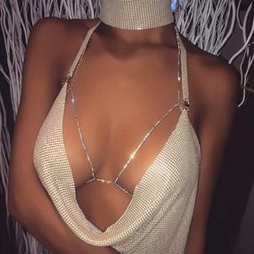 img 2 attached to 💎 Sparkling Crystal Body Chain: Silver Rhinestone Bling Bra Chain for Women and Girls - Perfect Nightclub, Bikini, and Sexy Body Chain Accessory