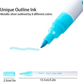 img 1 attached to 🖋️ Metallic Self-Outline Markers: Dual Line Journal Pens, Colored Permanent Markers for Coloring, Sketching, and Illustration - Perfect for Kids, Amateurs, & Professionals, Ideal for Card Making