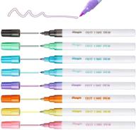 🖋️ metallic self-outline markers: dual line journal pens, colored permanent markers for coloring, sketching, and illustration - perfect for kids, amateurs, & professionals, ideal for card making logo