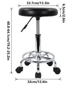 img 2 attached to 🪑 KKTONER Modern Round Rolling Stool with Footrest - Adjustable Height, PU Leather, Ideal for Spa, Drafting, Salon, Tattoo, Work, Massage - Small Black Task Chair