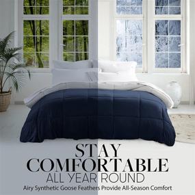 img 1 attached to 💤 Beckham Luxury Linens 1200 Series - Lightweight - Luxury Goose Down Alternative Comforter - High-Quality Bed Comforter - Full/Queen - Navy...