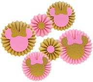 🎀 pink and gold glitter minnie tissue paper fans backdrop: perfect party decoration set for girls' birthday celebration! logo
