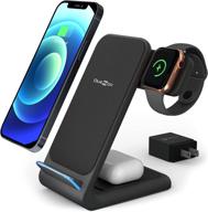quezqa 3-in-1 fast wireless charger: 15w qi charging dock for airpods 2/pro, apple watch se/6/5/4/3/2, iphone 12 pro max/11 pro/xs/x/xr/8 (with qc adapter) logo