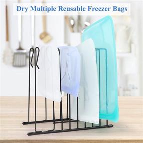 img 3 attached to 👜 Convenient Reusable Food Storage Bags Drying Rack with Baggy Holder: Easy-to-Dry Silicone Bags and Hands-Free Filling