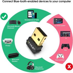 img 2 attached to 🔌 USB Bluetooth 5.0 EDR Adapter for PC, Mini Dongle for Desktop Computer, Laptop Bluetooth Headphones, Headset, Keyboard, Mouse, Speakers, Printer - Windows 7/8/8.1/10 Compatible