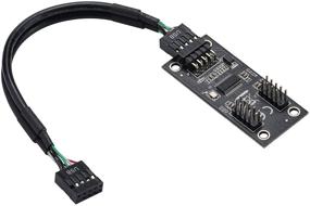 img 4 attached to 🔌 MZHOU USB 2.0 9PIN к двойному 9PIN адаптер-хабу карты контроля FE1.1S платы PCB - Высокая производительность, поддержка множества платформ Windows, Mac, Linux, Chrome OS