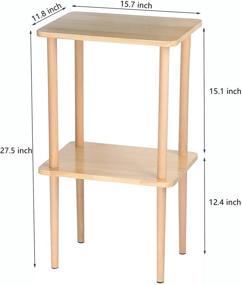 img 3 attached to 🪑 EXILOT 2-Tier Solid Wood Side Table with Ample Storage Shelves - Tall Nightstand for Living Room Bedroom Office, Easy No-Tool Assembly