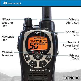 img 2 attached to 📻 Midland GXT1000VP4 50 Ch GMRS 2-Way Radio - Up to 36 Mile Range Walkie Talkie - Black/Silver (Pack of 4): Ultimate Communication Solution!