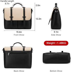 img 2 attached to 👜 Women's Laptop Bag, 15.6 inch Briefcase with Multi-Pocket Design, Professional Laptop Tote Work Bag featuring Padded Compartments, Black and Beige