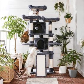 img 2 attached to 🐾 FEANDREA 67-inch Multi-Level Cat Tree: Superior Condo for Large Cats with Cozy Perches and Stability