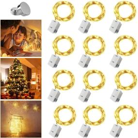 img 4 attached to 🔋 36-Pack Battery Operated Fairy Lights with 3 Speed Modes, Includes Extra 40 Replacement Batteries - 7Ft 20 LED Mini Copper Wire String Lights, Waterproof Twinkle Firefly Lights for Christmas