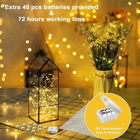 img 1 attached to 🔋 36-Pack Battery Operated Fairy Lights with 3 Speed Modes, Includes Extra 40 Replacement Batteries - 7Ft 20 LED Mini Copper Wire String Lights, Waterproof Twinkle Firefly Lights for Christmas