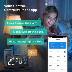 img 3 attached to Высококачественные будильник для глубоких спящих - цифровые часы WINEES с машиной белого шума, совместим с Alexa и Google, 9-дюймовый ЖК-дисплей с двойным будильником, FM-радио, функция отложенного сна, ночное освещение - идеальное решение для спален в доме