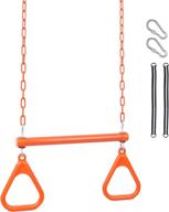 🔶 redcamp heavy duty 18-inch trapeze swing bar with rings and adjustable chains, 37-inch long for swing set playground - vibrant orange логотип