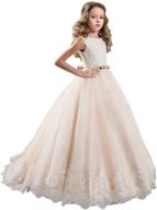 👗 ivory long lace flower girl dress: elegant champagne less party dress by kissangel logo