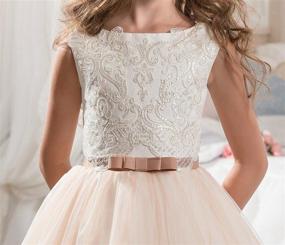 img 1 attached to 👗 Ivory Long Lace Flower Girl Dress: Elegant Champagne Less Party Dress by KissAngel