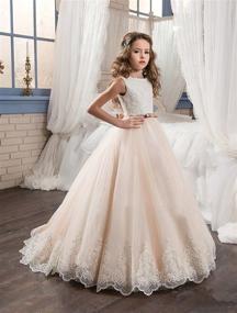 img 3 attached to 👗 Ivory Long Lace Flower Girl Dress: Elegant Champagne Less Party Dress by KissAngel