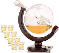 olivia & aiden globe whiskey decanter set with 8 shot glasses (large 850 ml) - world map liquor dispenser, unique men's gift for scotch, bourbon, vodka, or wine logo