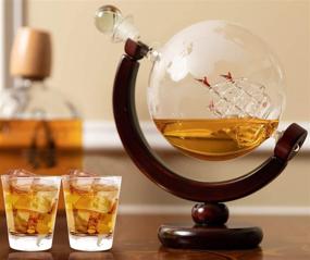 img 3 attached to OLIVIA & AIDEN Globe Whiskey Decanter Set with 8 Shot Glasses (Large 850 mL) - World Map Liquor Dispenser, Unique Men's Gift for Scotch, Bourbon, Vodka, or Wine