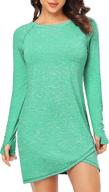 🧘 cestyle women's fleece thermal long sleeve yoga dress: warm and stylish with thumb holes for outdoor activities логотип