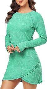 img 3 attached to 🧘 Cestyle Women's Fleece Thermal Long Sleeve Yoga Dress: Warm and Stylish with Thumb Holes for Outdoor Activities