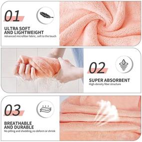 img 2 attached to 🚿 Sndyi Microfiber Hair Towel 3 Pack - Anti Frizz Hair Drying Towel Wrap for Curly Hair - Super Absorbent & Quick Dry - Long & Thick Hair Turbans for Women
