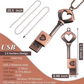 img 3 attached to 2-Pack Metal USB 2.0 Memory Drives - Weewooday Thumb Drives Flash Drives Stick Key Heart Shaped with 2 Necklaces - Perfect Graduation Presents