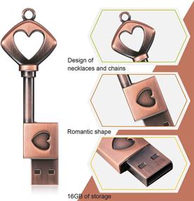 img 2 attached to 2-Pack Metal USB 2.0 Memory Drives - Weewooday Thumb Drives Flash Drives Stick Key Heart Shaped with 2 Necklaces - Perfect Graduation Presents