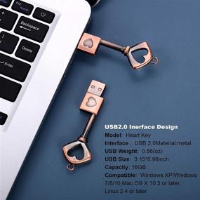 img 1 attached to 2-Pack Metal USB 2.0 Memory Drives - Weewooday Thumb Drives Flash Drives Stick Key Heart Shaped with 2 Necklaces - Perfect Graduation Presents