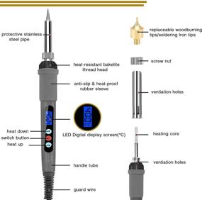 img 2 attached to 🔥 Professional Wood Burning Kit - 63PCS, Soldering Iron Included | LCD Display, Adjustable Temperature (180~500℃) | Pyrography Set with DIY Wooden Carving and Embossing Accessories