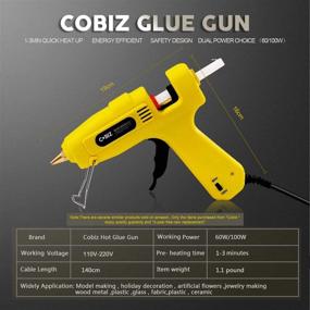 img 3 attached to 🔥 Cobiz High Temperature Hot Glue Gun Kit - Dual Power, Full Size 60/100W, Heavy Duty, with 12 Premium Glue Sticks for Arts & Crafts, Christmas Decoration/Gifts