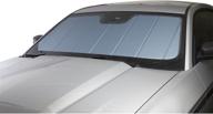 custom sunscreen: covercraft uvs100 uv10705bl for select cadillac/chevrolet/gmc models - blue metallic shade logo