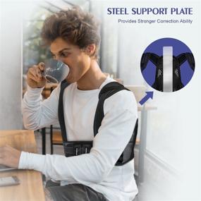 img 2 attached to 👍 oneday Posture Corrector Upper Back Brace: Adjustable Brace with 2 Replaceable Plates, Shoulder and Neck Supports for Pain Relief, Men and Women, 4 Sizes (S: 22"-28")