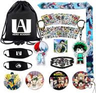 🎁 mha gift set for kids: drawstring bag, stickers, face masks, buttons, bracelet & lanyard logo