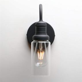 img 2 attached to 🚦 Vintage Gooseneck Wall Sconce with Clear Glass Shade - Industrial Single Lamp Fixture (Black)