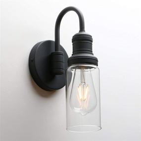 img 1 attached to 🚦 Vintage Gooseneck Wall Sconce with Clear Glass Shade - Industrial Single Lamp Fixture (Black)