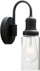 img 4 attached to 🚦 Vintage Gooseneck Wall Sconce with Clear Glass Shade - Industrial Single Lamp Fixture (Black)