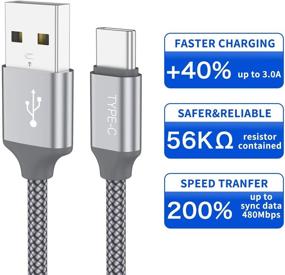 img 2 attached to ⚡ USB C Cable 2-Pack 3.3ft, 3A Fast Charging USB-A to USB-C Charge Braided Cord Compatible with Samsung Galaxy S10 S9 S8 S20 Plus A51 A11,Note 10 9 8, PS5 Controller, USB C Charger - Grey