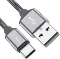 ⚡ кабель usb c 2-pack 3.3 фута, 3a быстрая зарядка usb-a в usb-c, оплетенный шнур совместим с samsung galaxy s10 s9 s8 s20 plus a51 a11, note 10 9 8, контроллер ps5, usb c зарядное устройство - серый. логотип