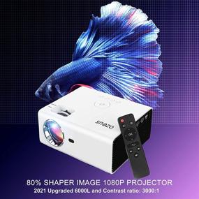 img 2 attached to 🎥 Azeus 1080P 200'' Портативный видеопроектор: совместим с PS4, iPhone, Android, 2х5W динамики, яркость 6000Л, 2xUSB, 2xHDMI Кино проектор