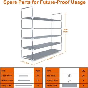 img 2 attached to 👞 Herron Shoe Rack 5 Tier – Sturdy and Reliable Shoe Organizer, 25 Pairs Space-Saving Shoe Tower with Non-Woven Fabric Shelf (Grey)