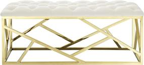 img 1 attached to Modway Intersperse Tufted Modern Bench: Gold Stainless Steel Frame, Ivory Upholstery