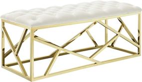 img 4 attached to Modway Intersperse Tufted Modern Bench: Gold Stainless Steel Frame, Ivory Upholstery