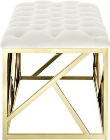 img 2 attached to Modway Intersperse Tufted Modern Bench: Gold Stainless Steel Frame, Ivory Upholstery