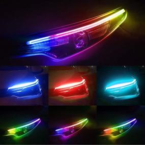 img 3 attached to 🚗 Enhance Your Car's Aesthetics with Flexible Car LED Strip Light - 2 Pcs 17.71 inch RGB Waterproof Lighting Kit