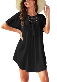 img 3 attached to 👗 Stylish Ekouaer Lace Crochet V-Neck Swimsuit Cover Up Dress for Women - Perfect for Summer Beach and Swimwear!