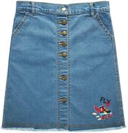 👧 unacoo girls' a-line short jeans skirt - cut-off denim skirt with button front logo