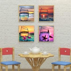 img 3 attached to 🖼️ 4 Pack Sets - Full Drill 5D Diamond Painting Kits for Adults, DIY Embroidery Paintings with Rhinestone Pasting, Arts and Crafts for Home Wall Decor - Glass Sunset, 12X12 Inch