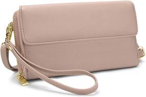img 4 attached to YALUXE Women's Leather PU Wristlet Clutch Wallet with Strap – Crossbody Handbag, Zip Pocket, and 31 Card Slots